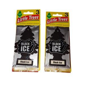 6 BLACK ICE LITTLE TREES CAR AIR FRESHENER - 6 TREES.  NEW